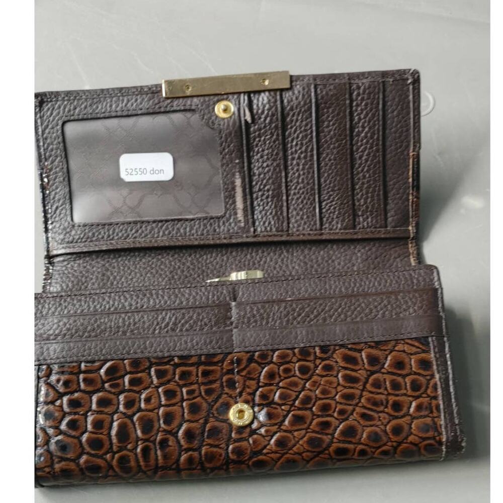Cavalieri Women's Wallet Italian Leather Checkbook Brown - Picture 3 of 7